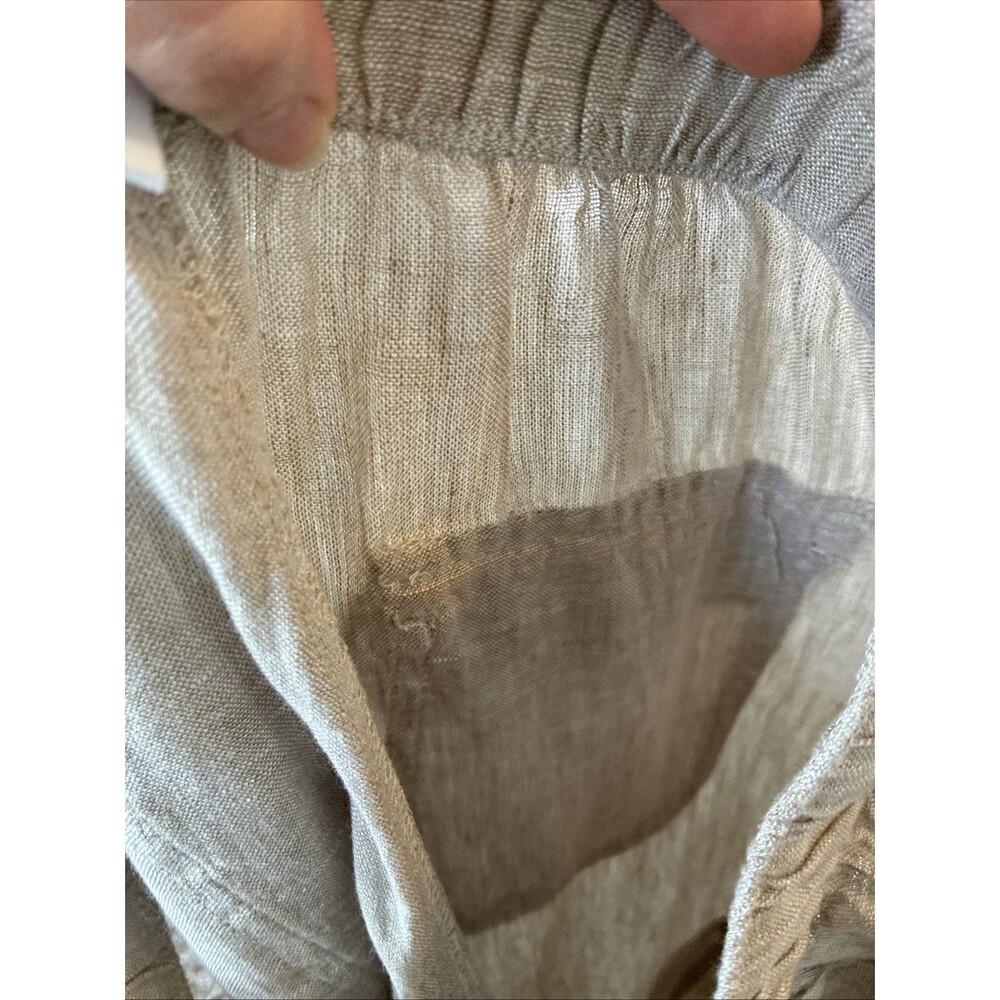 Nicole Miller Cargo Jogger Linen Pants Large Beige Tan Pull On Coastal Lagenlook - Picture 5 of 16
